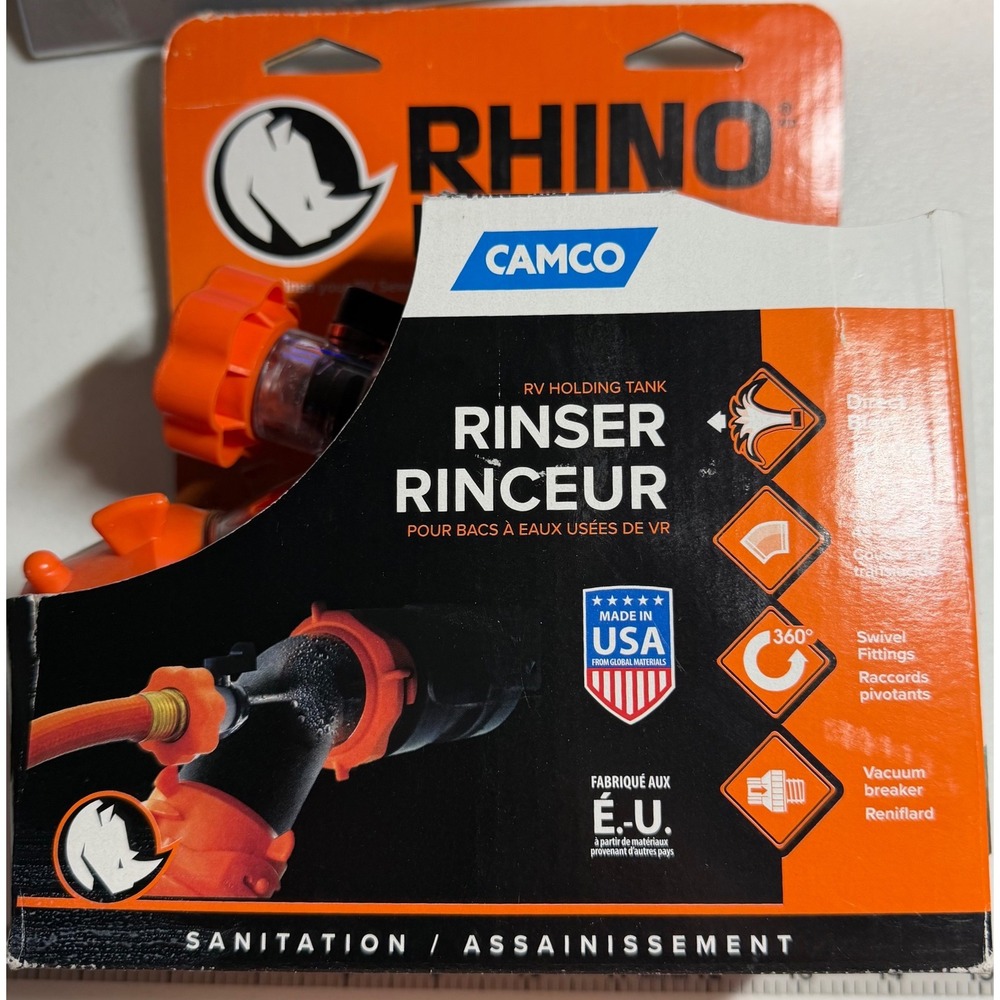 Camco Rhino Blaster RV Holding Tank Rinser 39082 Clear 45 Degree Elbow Swivel